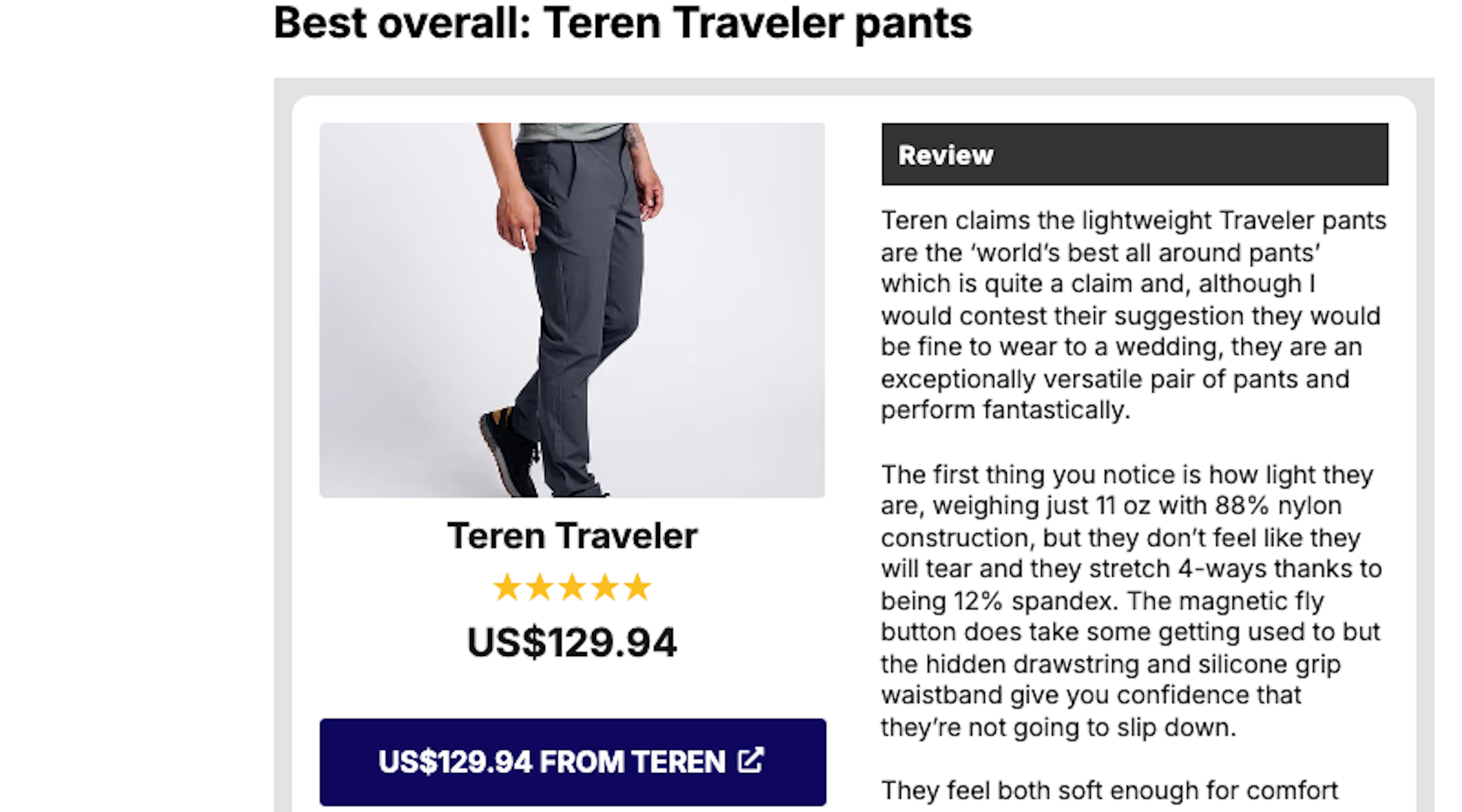 Daily Mail Names Traveler Pants the Best Overall Hiking Pant of 2025
